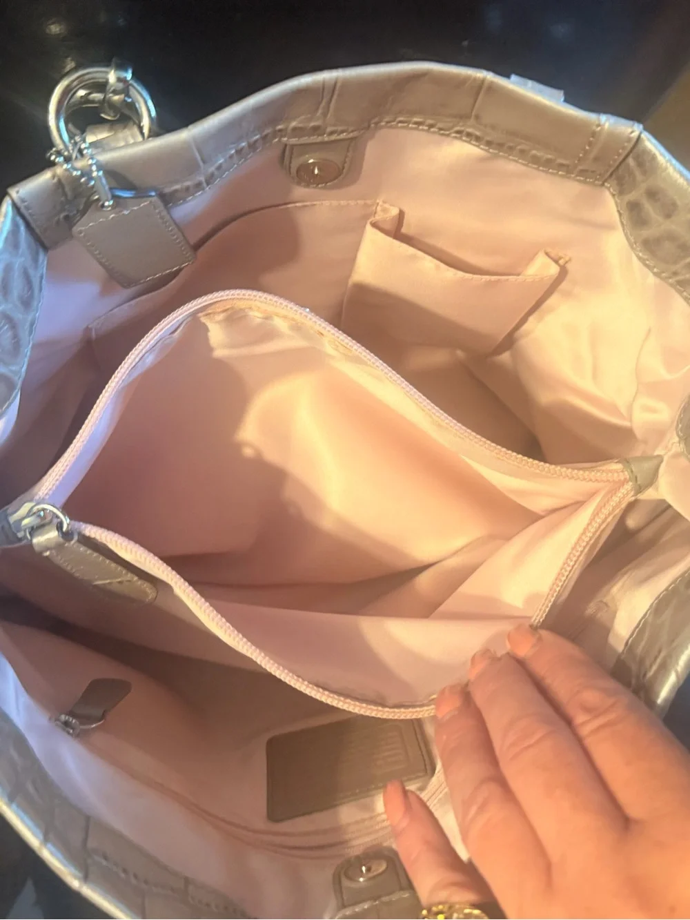 Coach satchel metallic